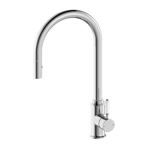 YORK PULL OUT SINK MIXER WITH VEGIE SPRAY FUNCTION WITH WHITE PORCELAIN LEVER CH (NR69210801CH)