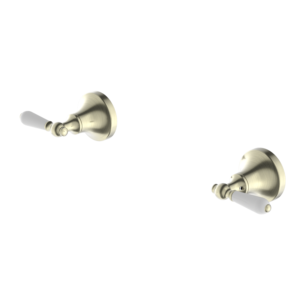 YORK WALL TOP ASSEMBLIES WITH WHITE PORCELAIN LEVER AGED BRASS (NR692109b01AB)