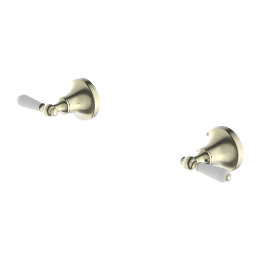 YORK WALL TOP ASSEMBLIES WITH WHITE PORCELAIN LEVER AGED BRASS (NR692109b01AB)