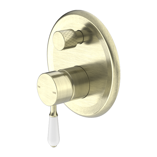 YORK SHOWER MIXER WITH DIVERTOR WITH WHITE PORCELAIN LEVER AGED BRASS (NR692109A01AB)