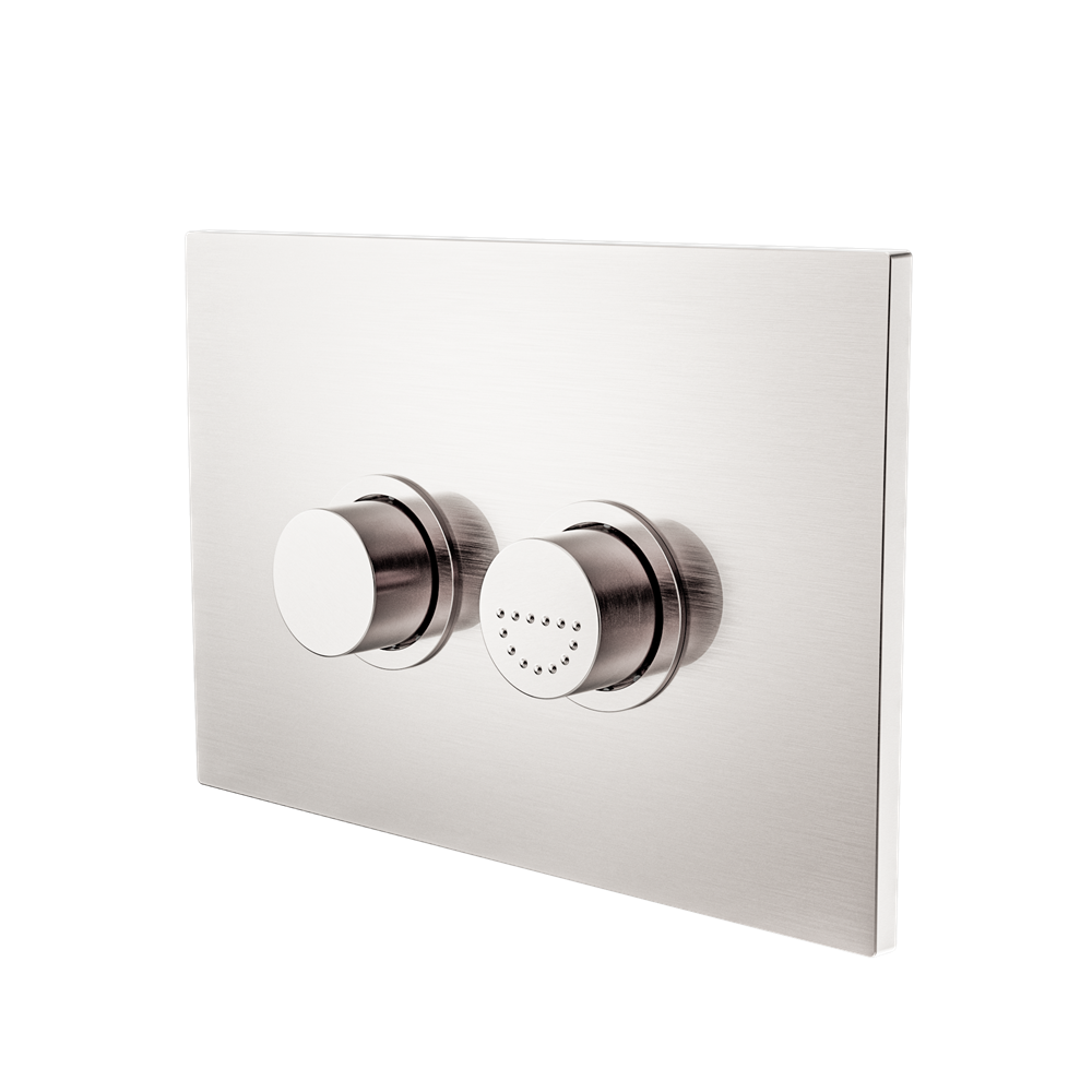 Raised Disabled Care Pneumatic Flush Buttons Plate DDA Compliant Brushed Nickel (NRCRPL002BN)