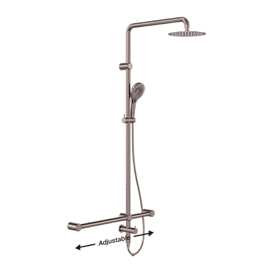 Mecca Care 32mm T Bar Grab Rail 1100x750mm Twin Shower Set Brushed Bronze (NRCS008BZ)