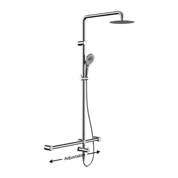 Mecca Care 32mm T Bar Grab Rail 1100x750mm Twin Shower Set Chrome (NRCS008CH)