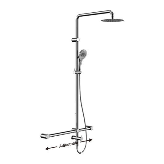 Mecca Care 32mm T Bar Grab Rail 1100x750mm Twin Shower Set Chrome (NRCS008CH)