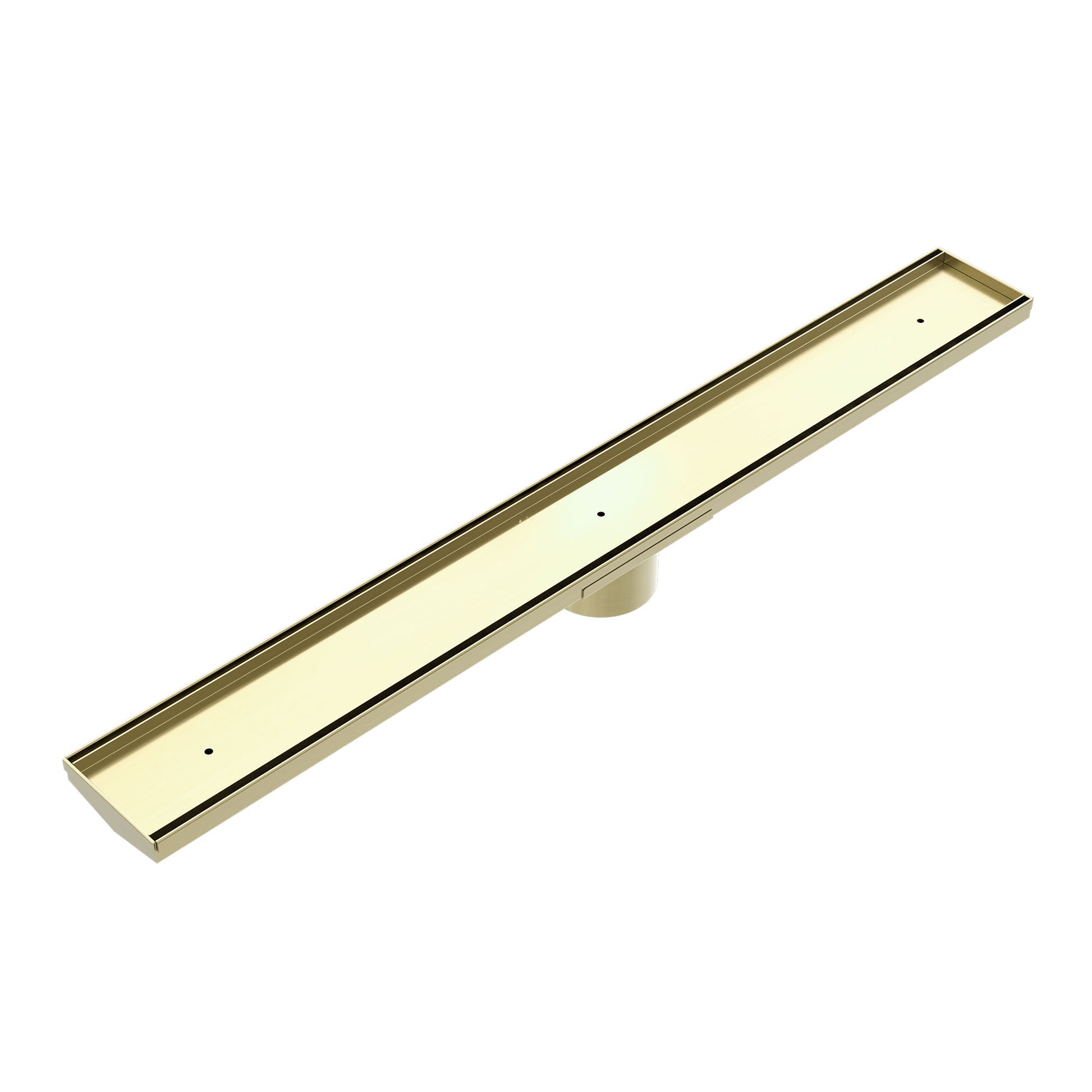 TILE INSERT V CHANNEL FLOOR GRATE 89MM OUTLET WITH HOLE SAW BRUSHED GOLD (NRFG001HSBG)