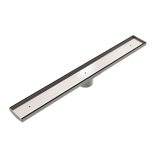 TILE INSERT V CHANNEL FLOOR GRATE 89MM OUTLET WITH HOLE SAW BRUSHED NICKEL (NRFG001HSBN)