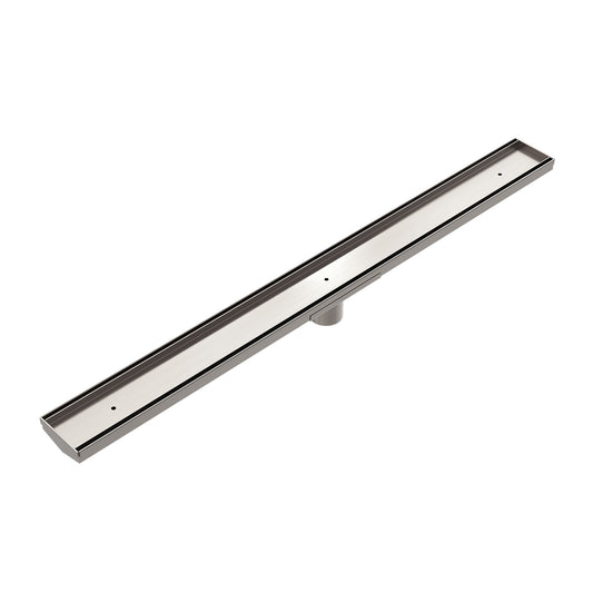 TILE INSERT V CHANNEL FLOOR GRATE 50MM OUTLET WITH HOLE SAW BRUSHED NICKEL (NRFG002HSBN)