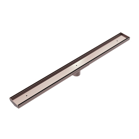 TILE INSERT V CHANNEL FLOOR GRATE 50MM OUTLET WITH HOLE SAW BRUSHED BRONZE (NRFG002HSBZ)