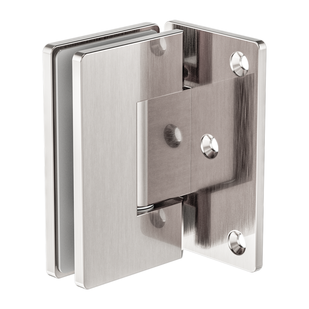 90 Degree Glass To Wall Shower Hinge 10mm Glass Brushed Nickel (NRSH101aBN)