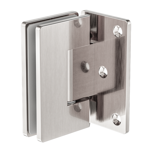 90 Degree Glass To Wall Shower Hinge 10mm Glass Brushed Nickel (NRSH101aBN)