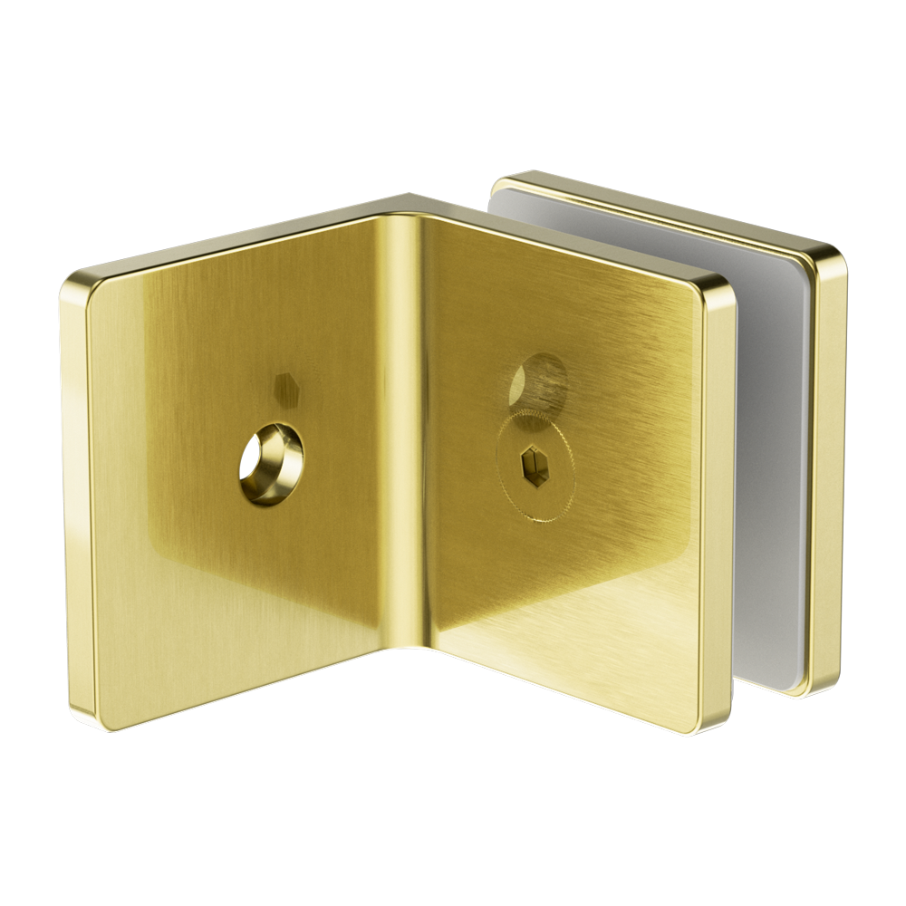 90 Degree Glass To Wall Bracket 10mm Glass Brushed Gold (NRSH204aBG)