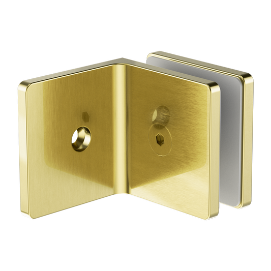 90 Degree Glass To Wall Bracket 10mm Glass Brushed Gold (NRSH204aBG)