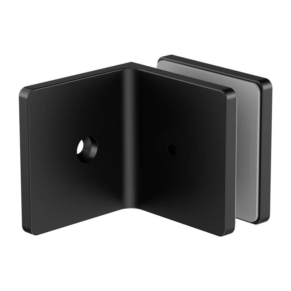 90 Degree Glass To Wall Bracket 10mm Glass Matte Black (NRSH204aMB)