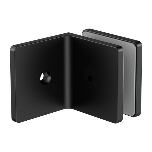 90 Degree Glass To Wall Bracket 10mm Glass Matte Black (NRSH204aMB)